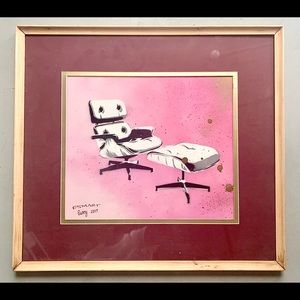 EAMES Lounge Chair POP ART framed artwork ORIGINAL